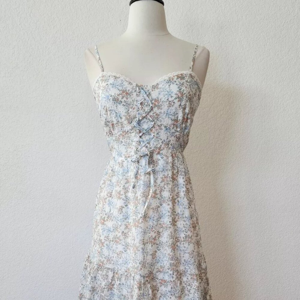 Anthropologie Midi Dress  Size Large XL White Bridgerton Coquette Eyelet Boho